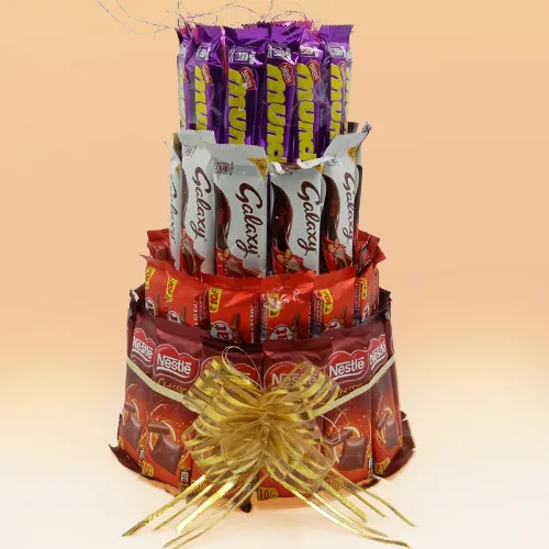 Delightful 4 Layer Tower Arrangement of Assorted Chocolates