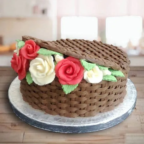 Order Enticing Rose Basket Chocolate Cake