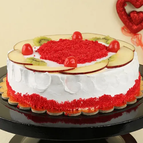 Deliver Sumptuous Red Velvet Fruits Cake