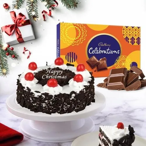 Pleasurable Black Forest Cake N Chocolates Pack for X_mas