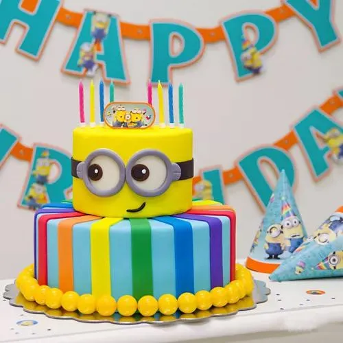 Marvelous Two Tier Minion Cake for Kids Party