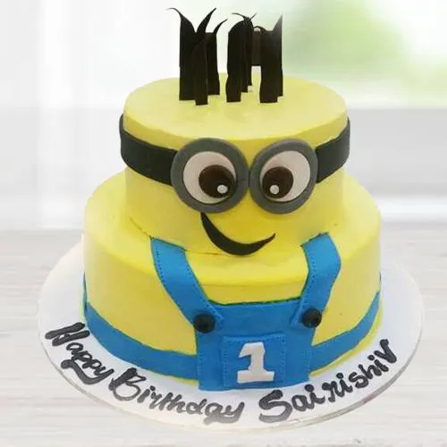 Sumptuous Two Tier Minion Cake for Little one