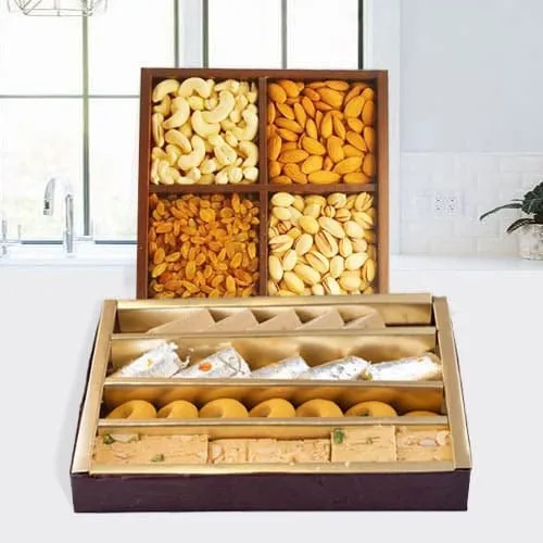 Yummy Haldirams Sweets N Dry Fruits Pack for Mothers Day