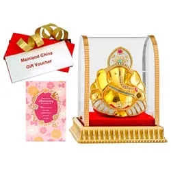 Admirable Selection of Vighnesh Idol, Anniversary Card and Mainland China Gift Voucher