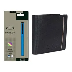 Send Leather Wallet N Parker Pen