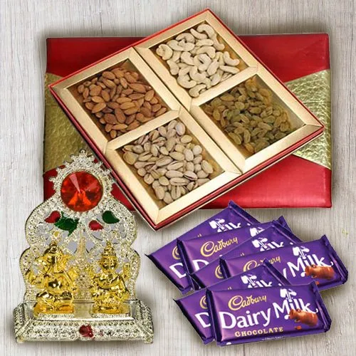 Send Puja Mandap with Mixed Dry Fruit and Chocolates