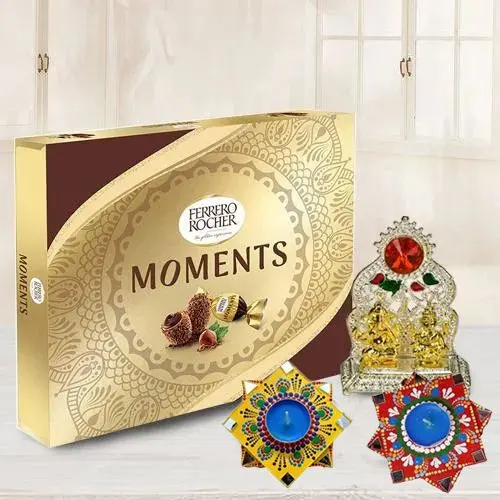 Beautifying Ganesh Laxmi Mandap with Dot Mandala Art Diya n Ferrero Rocher