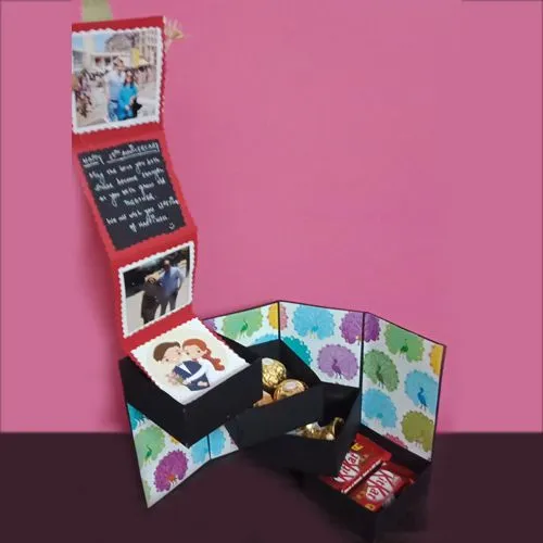 Impressive 4 Layer Pull Up Stepper Box of Chocolates n Personalized Photos