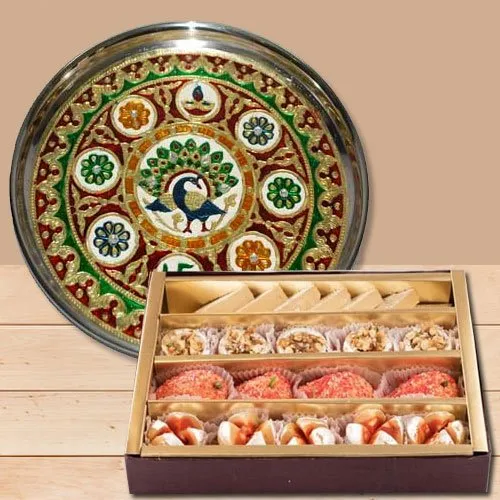 Order Subh Labh Stainless Steel Thali with Haldirams Sweets