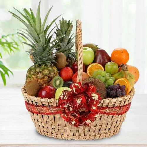 Luscious Mixed Fruits Basket with Handle