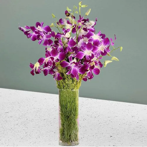 Charming Purple Orchids Delight in Vase