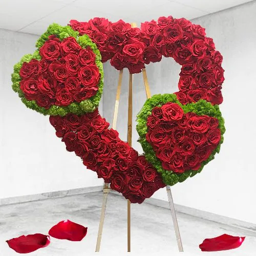 Astonishing Twin Heart on a Heart - 175 Red Rose Arrangement