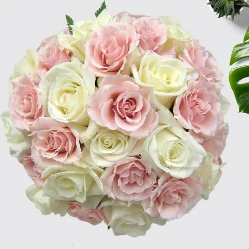 Serenity Embrace Pink n White Roses Basket