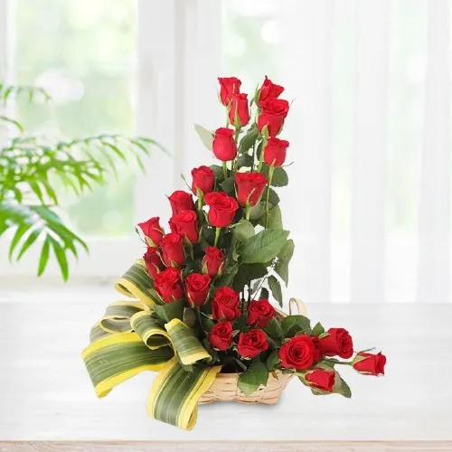 Magnificent Basket of 25 Red Roses