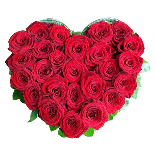Outstanding Heart-shaped Arrangement of 2 Dozen Roses in Red