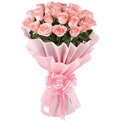 Expressive Heart of Love Bouquet of 30 Peach/Pink Roses