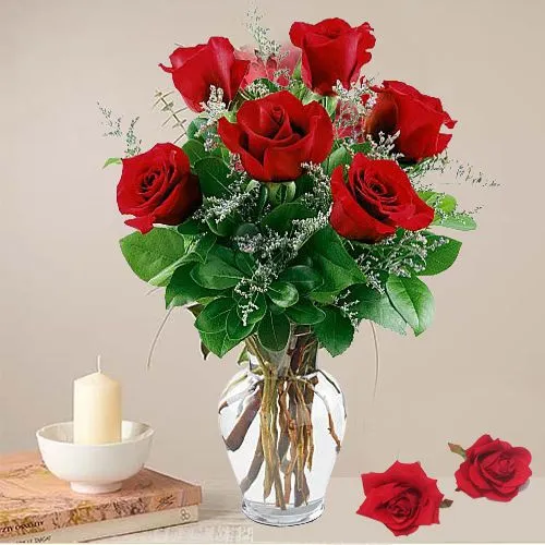 Heavenly Display of Red Roses in a Vase	