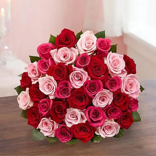 Charming Bouquet of Pink Red N Deep Pink Roses