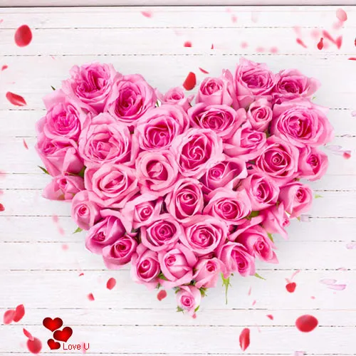 Order Pink Roses in Heart Shape ArrangementOnline