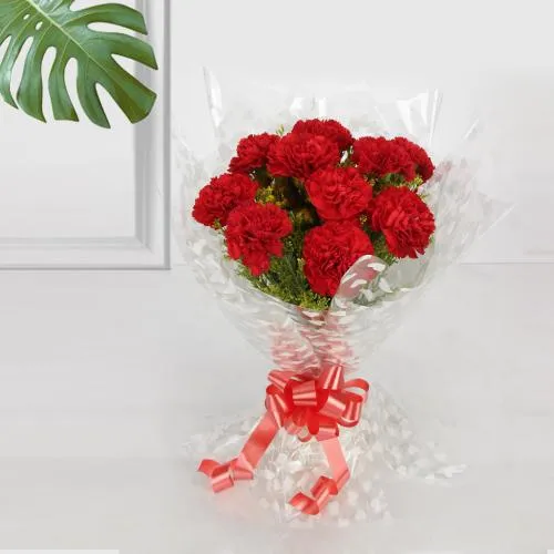 Beautiful Red Coloured Carnation Bouquet