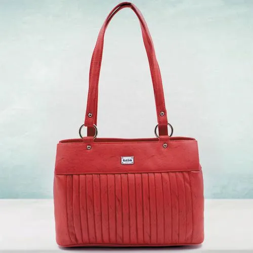 Stunning Red Color Leather Vanity Bag for Ladies