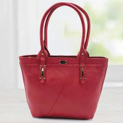 Impressive Red Color Leather Vanity Bag for Women