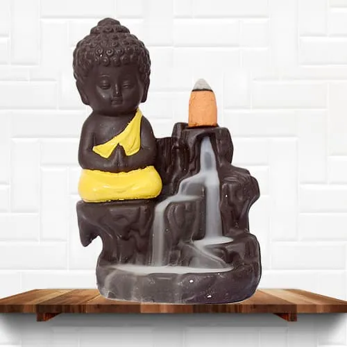 Magnificent Buddha Incense Smoke Burner Polyresin Fountain