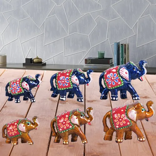 Attractive Set of 6 Handmade Elephant Figurine