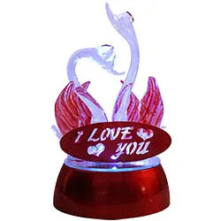 Romantic LED Lighted I Love You Crystal Swan Couple Set