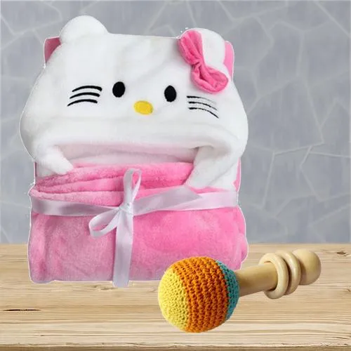 Remarkable Wrapper Baby Bath Towel with Rattle Toy<br>