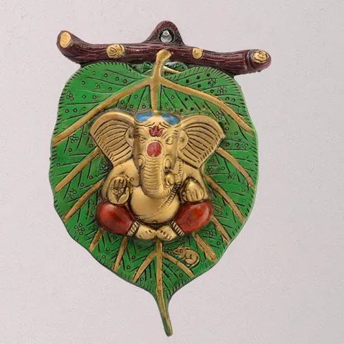 Exclusive Lord Ganesha on Leaf for Wall Decor