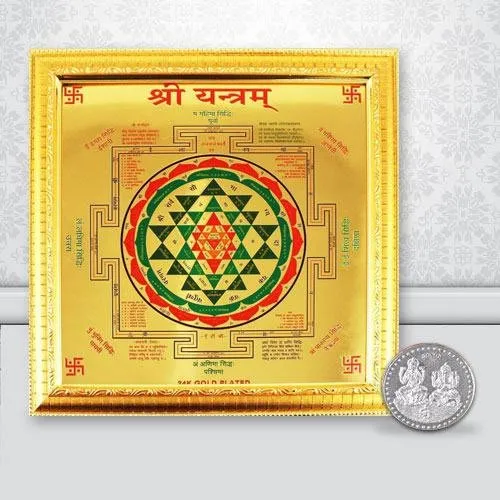 Amazing Shree Yantra n Free Silver Plated Coin