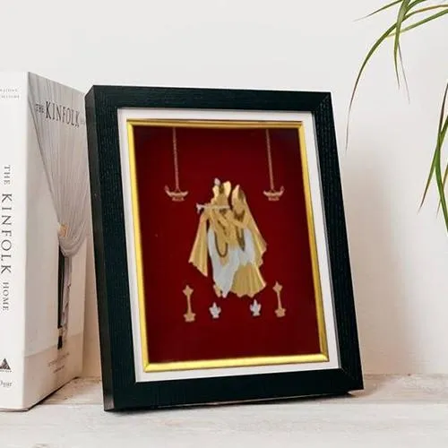 Elegant Photo of Radha Krishna in Gold Plated Frame
