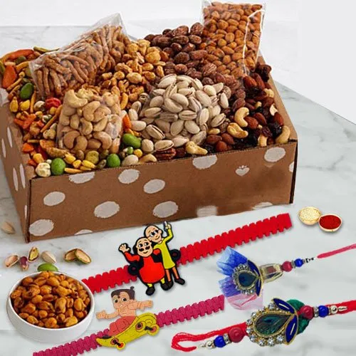 Exclusive Family Rakhi Set with Dried Fruits n Gourmet Gift Box
