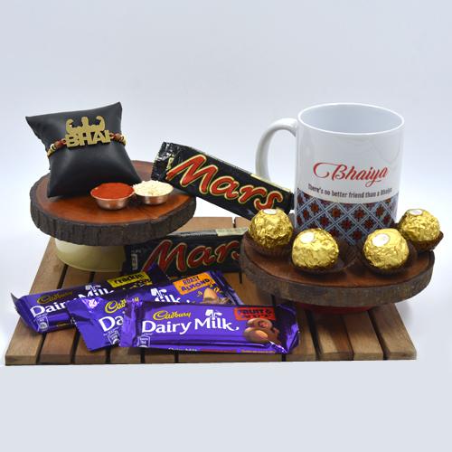 Cool Strong Bhai Rakhi with Bhaiya Coffee Mug N Assorted Chocolates
