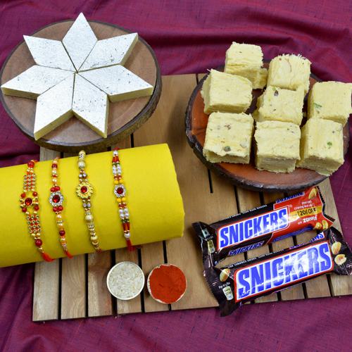 Finest Stone Rakhi with Haldiram Sweets N Imported Chocolate