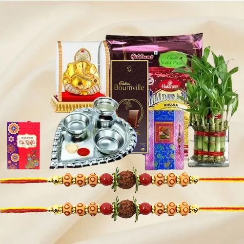 Eco Friendly Rakhi Gift for Good Luck with Sweets n Chocolates
