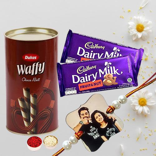 Cadbury with Wafers N Personalized Photo Rakhi