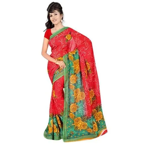 Stylish Women�s Printed Georgette Saree from Suredeal