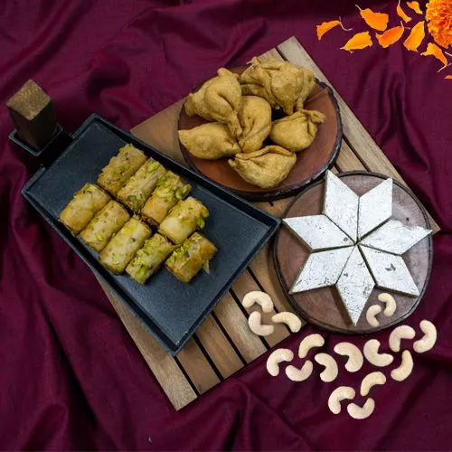 Ambrosial Selection of Roll Baklava with Haldiram Sweets n Snacks