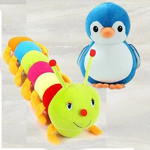 Wonderful 2 pcs Soft Toys for Kids (Penguin N Caterpillar)