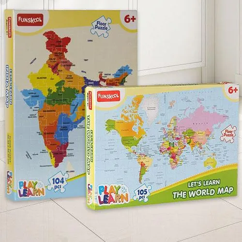 Exclusive Funskool India Map World Map Puzzle Set